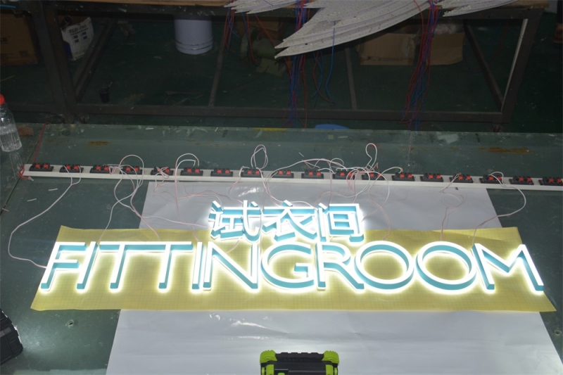 brand logo illuminated words sign